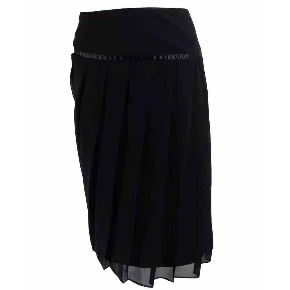 Sutton Studio Skirt Black Accordion Pleat Size 16W Layer Lined Flowy Business